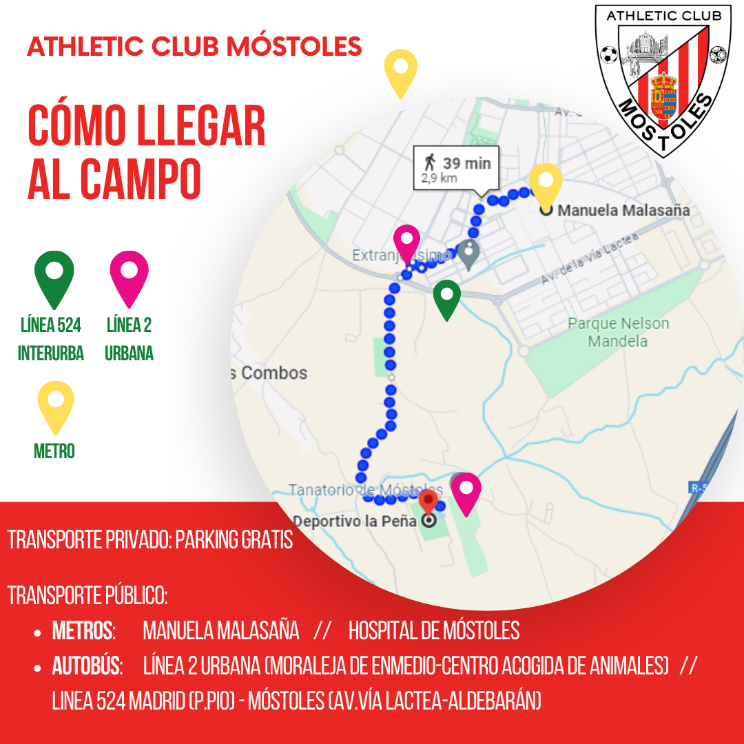 Instrucciones para llegar a Athletic Club Móstoles